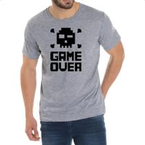 Camiseta Cinza 8 Bits Game Over Camiseta Cinza 8 Bits Game Over