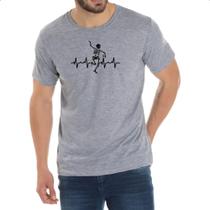 Camiseta Cinza Batimento cardiaco esqueleto
