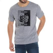 Camiseta Cinza Caveira Atronauta Outer Space