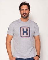 Camiseta cinza com detalhe azul tamanho único P ao gg