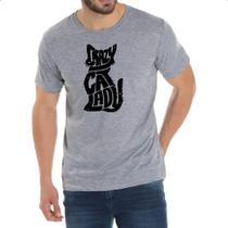 Camiseta Cinza Crazy Lady Cat