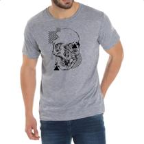 Camiseta Cinza Geometric Skull Caveira Camiseta Cinza Geometric Skull Caveira
