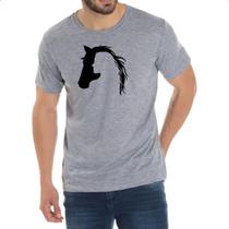 Camiseta Cinza Mulher e cavalo silhueta Camiseta Cinza Mulher e cavalo silhueta