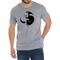 Camiseta Cinza Yin e Yang Cats