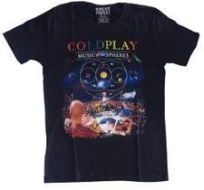 Camiseta Coldplay Music Spheres Colors Preta Rock Indie BO603 RCH Camiseta Coldplay Music Spheres Colors Preta Rock Indie BO603 RCH