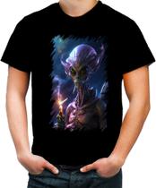 Camiseta Colorida Alien ET Fumando Alienígena 4 Camiseta Colorida Alien ET Fumando Alienígena 4