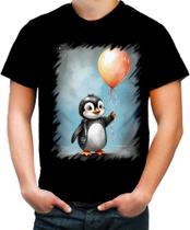 Camiseta Colorida Bebê Pinguim com Balões Crianças 10