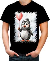 Camiseta Colorida Bebê Pinguim com Balões Crianças 13
