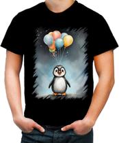 Camiseta Colorida Bebê Pinguim com Balões Crianças 3