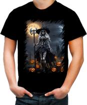 Camiseta Colorida Bruxa Caveira Halloween 4