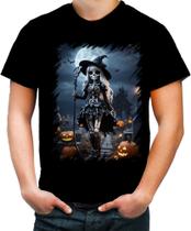 Camiseta Colorida Bruxa Caveira Halloween 6 - Kasubeck Store