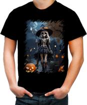Camiseta Colorida Bruxa Caveira Halloween 9 - Kasubeck Store