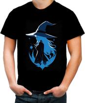 Camiseta Colorida Bruxa Halloween Azul Festa 1