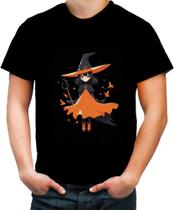 Camiseta Colorida Bruxa Halloween Laranja 7