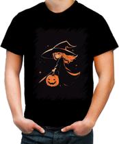 Camiseta Colorida Bruxa Halloween Laranja Festa 1