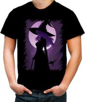 Camiseta Colorida Bruxa Halloween Púrpura Festa 11