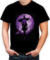 Camiseta Colorida Bruxa Halloween Púrpura Festa 12