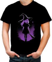 Camiseta Colorida Bruxa Halloween Púrpura Festa 13