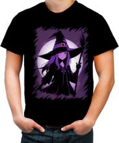 Camiseta Colorida Bruxa Halloween Púrpura Festa 14