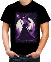 Camiseta Colorida Bruxa Halloween Púrpura Festa 2