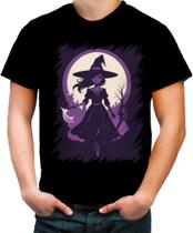 Camiseta Colorida Bruxa Halloween Púrpura Festa 4