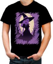 Camiseta Colorida Bruxa Halloween Púrpura Festa 5