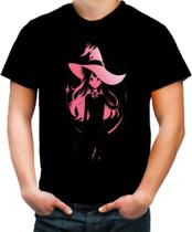 Camiseta Colorida Bruxa Halloween Rosa 10