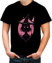 Camiseta Colorida Bruxa Halloween Rosa 5