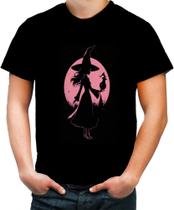 Camiseta Colorida Bruxa Halloween Rosa 9