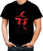 Camiseta Colorida Bruxa Halloween Vermelha 8