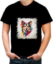 Camiseta Colorida Cachorro Ilustrado Cromático Abstrato 1