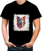 Camiseta Colorida Cachorro Ilustrado Cromático Abstrato 2