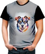 Camiseta Colorida Cachorro Ilustrado Cromático Abstrato 3