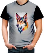 Camiseta Colorida Cachorro Ilustrado Cromático Abstrato 4