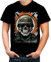 Camiseta Colorida Caveira Militar Logo Guerra 1 Camiseta Colorida Caveira Militar Logo Guerra 1