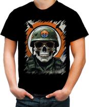 Camiseta Colorida Caveira Militar Logo Guerra 1