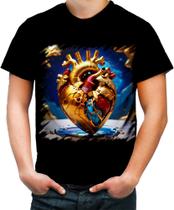 Camiseta Colorida Coração de Ouro Líquido Gold Heart 1