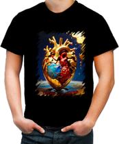 Camiseta Colorida Coração de Ouro Líquido Gold Heart 5