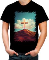 Camiseta Colorida da Cruz de Jesus Igreja Fé 33