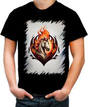 Camiseta Colorida de Cavalo Flamejante Fire Horse 3