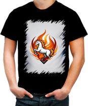 Camiseta Colorida de Cavalo Flamejante Fire Horse 9