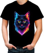 Camiseta Colorida de Gatinho Colorido Neon Vetor 12 - Kasubeck Store