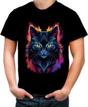 Camiseta Colorida de Gatinho Colorido Neon Vetor 13 - Kasubeck Store