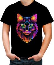 Camiseta Colorida de Gatinho Colorido Neon Vetor 14 - Kasubeck Store