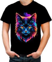 Camiseta Colorida de Gatinho Colorido Neon Vetor 17 - Kasubeck Store