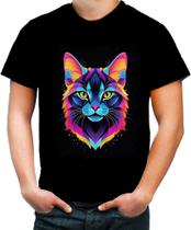 Camiseta Colorida de Gatinho Colorido Neon Vetor 3