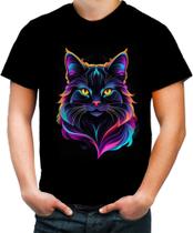 Camiseta Colorida de Gatinho Colorido Neon Vetor 4 - Kasubeck Store