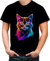 Camiseta Colorida de Gatinho Colorido Neon Vetor 6