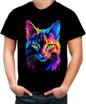 Camiseta Colorida de Gatinho Colorido Neon Vetor 7
