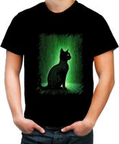 Camiseta Colorida de Gato Oráculo Hacker Binário Mat 7 Camiseta Colorida de Gato Oráculo Hacker Binário Mat 7